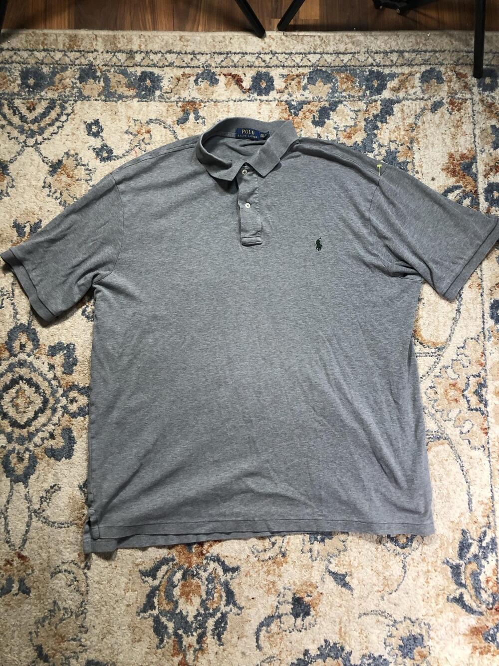 Polo Ralph Lauren Polo Shirt Mens 2XLT Gray Pony Logo Short Sleeve Big & Tall